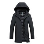 Parka Mi-Longue à Capuche pour Homme – Manteau d’Hiver Chaud - Noir