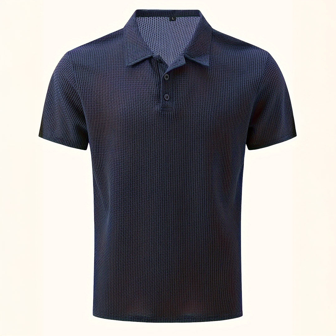 Polo en maille à manches courtes - Bleu marine