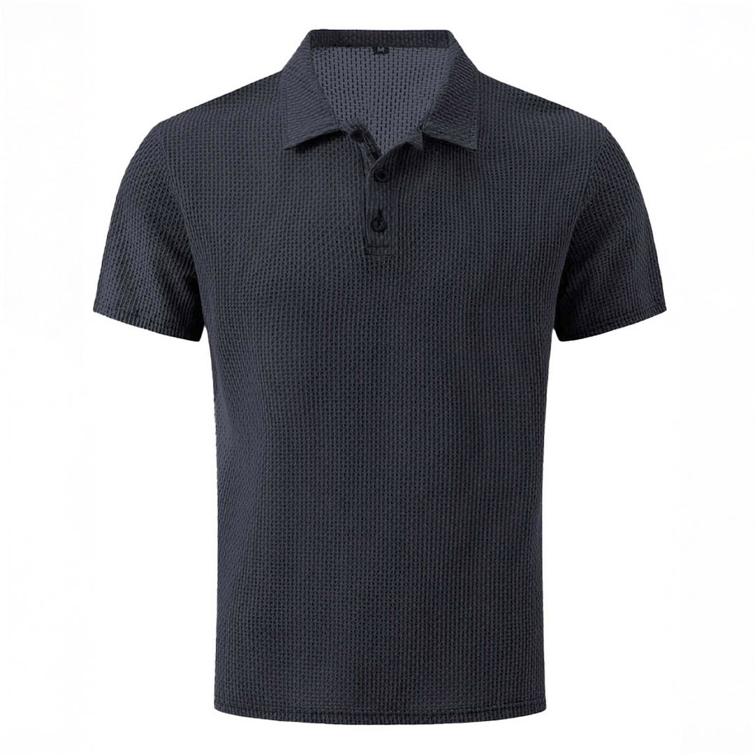 Polo en maille à manches courtes - Gris foncé