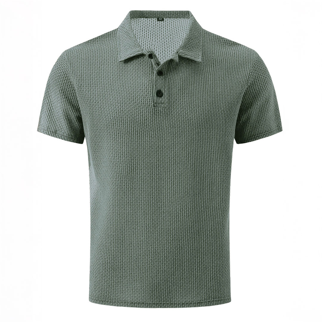 Polo en maille à manches courtes - Vert sauge