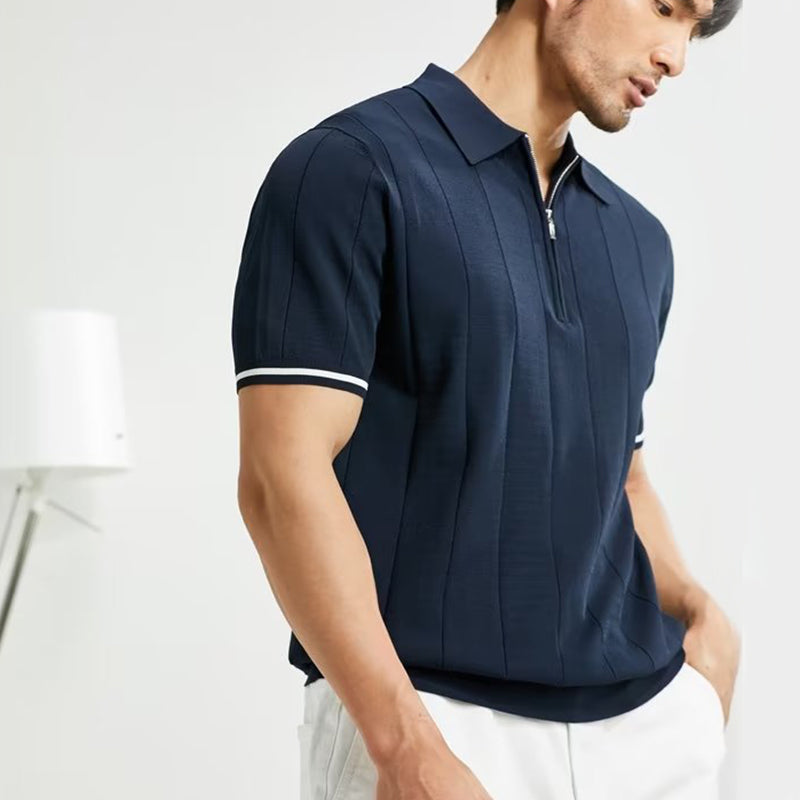 Polo homme à manches courtes tendance – Haut estival à col zippé - image 3