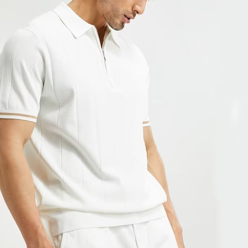 Polo homme à manches courtes tendance – Haut estival à col zippé - image 5