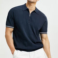 Polo homme à manches courtes tendance – Haut estival à col zippé - Bleu foncé