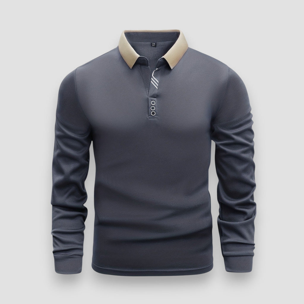 Polo Homme Ajusté Manches Longues – Col Montant Élégant Moderne - image 1
