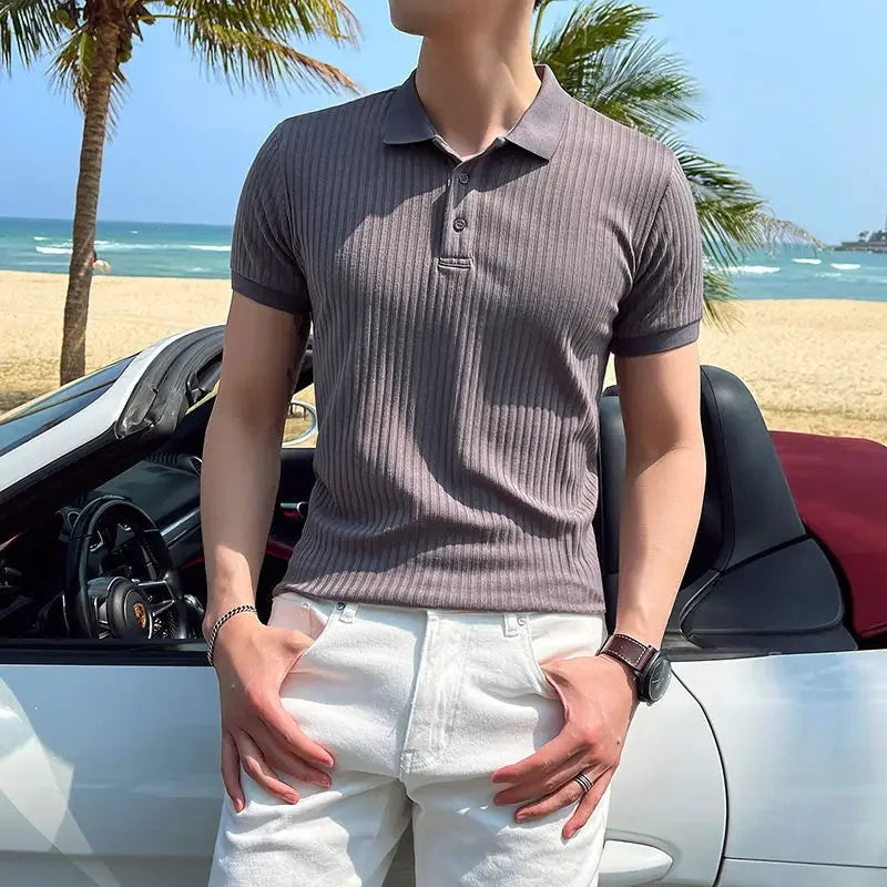 Polo homme boutonné - Gris