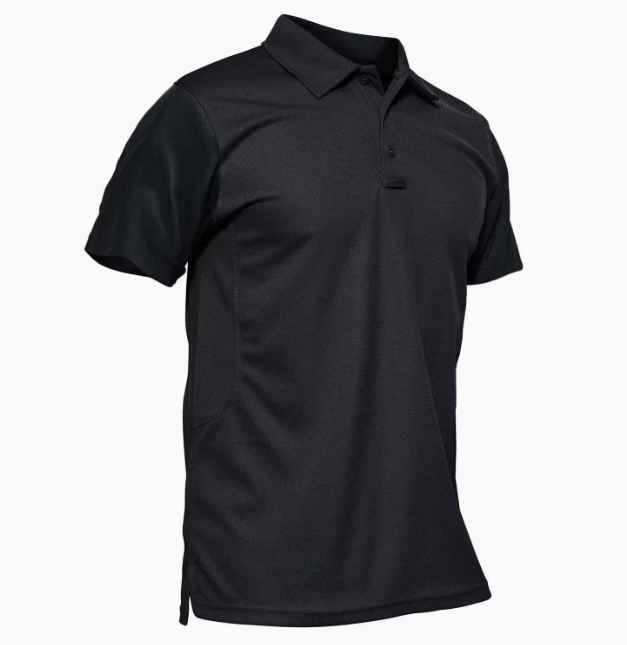 Polo homme boutonné manches courtes - Noir