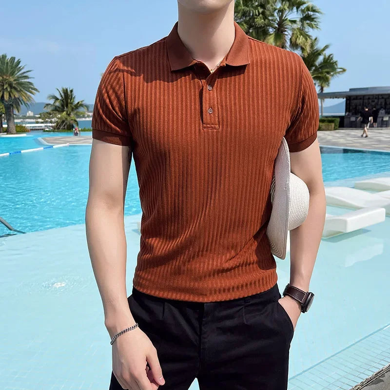 Polo homme boutonné - Rouille