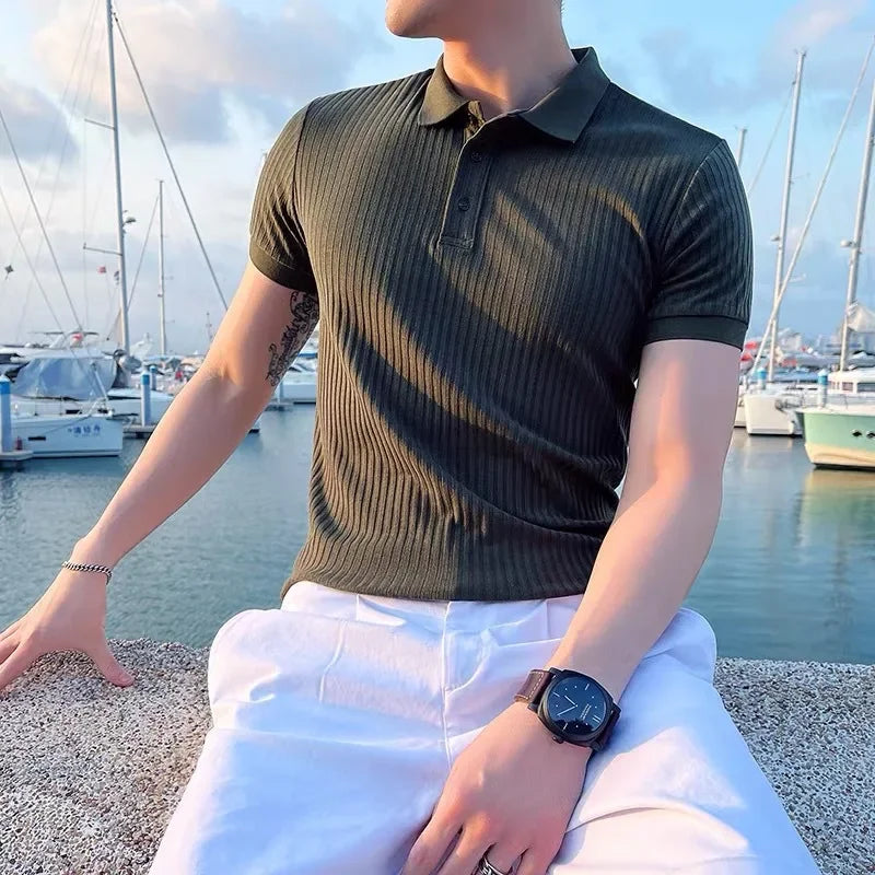 Polo homme boutonné - Vert armée