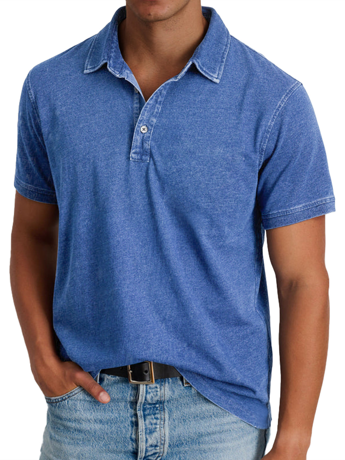Polo Homme Classique Bleu – Manches Courtes Premium Coupe Décontractée - image 1