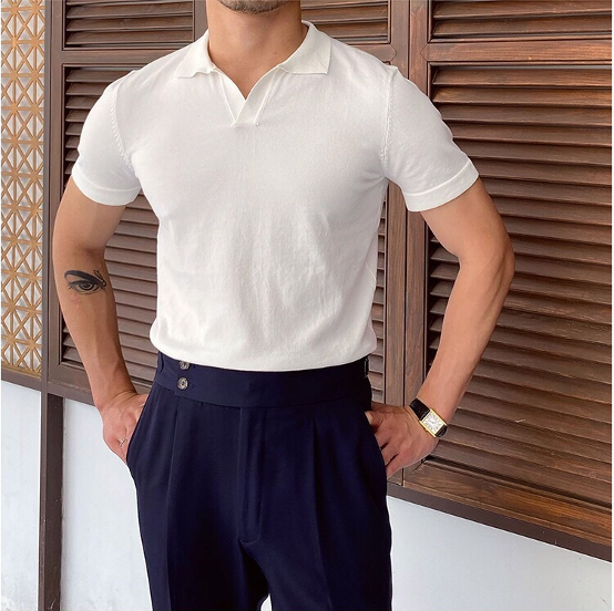 Polo homme col ouvert - Blanc