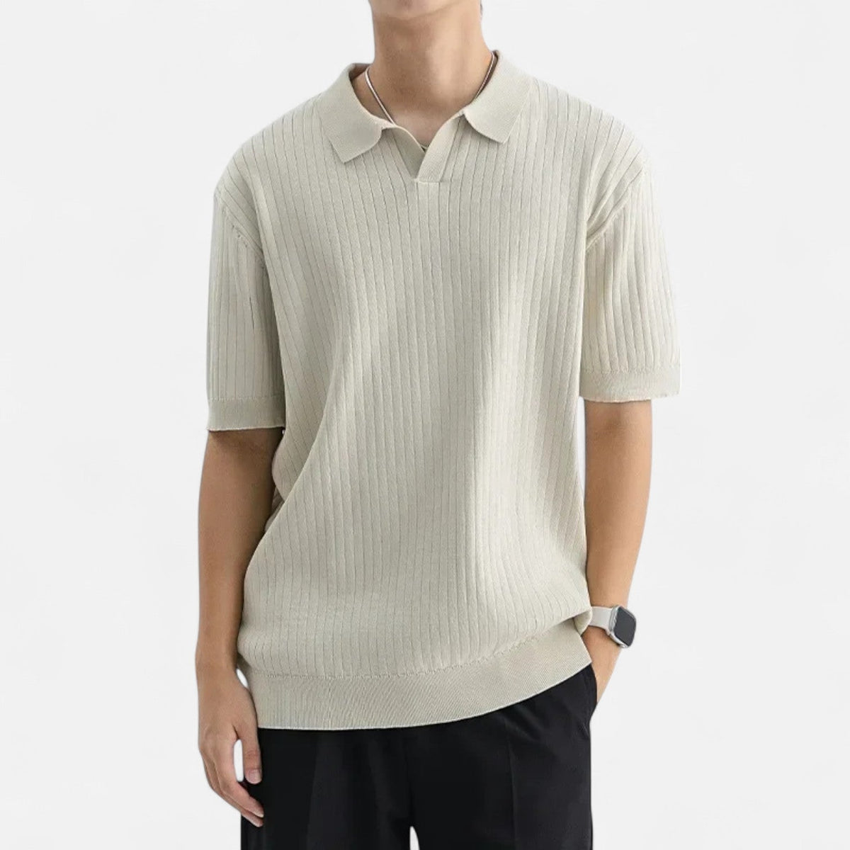 Polo homme côtel - Beige
