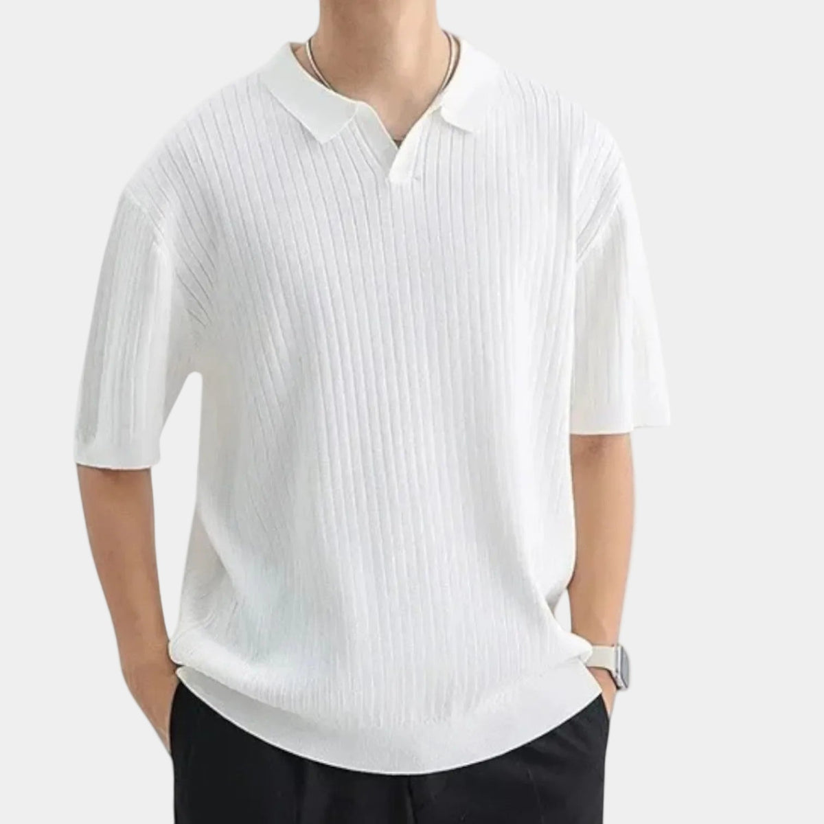 Polo homme côtel - Blanc