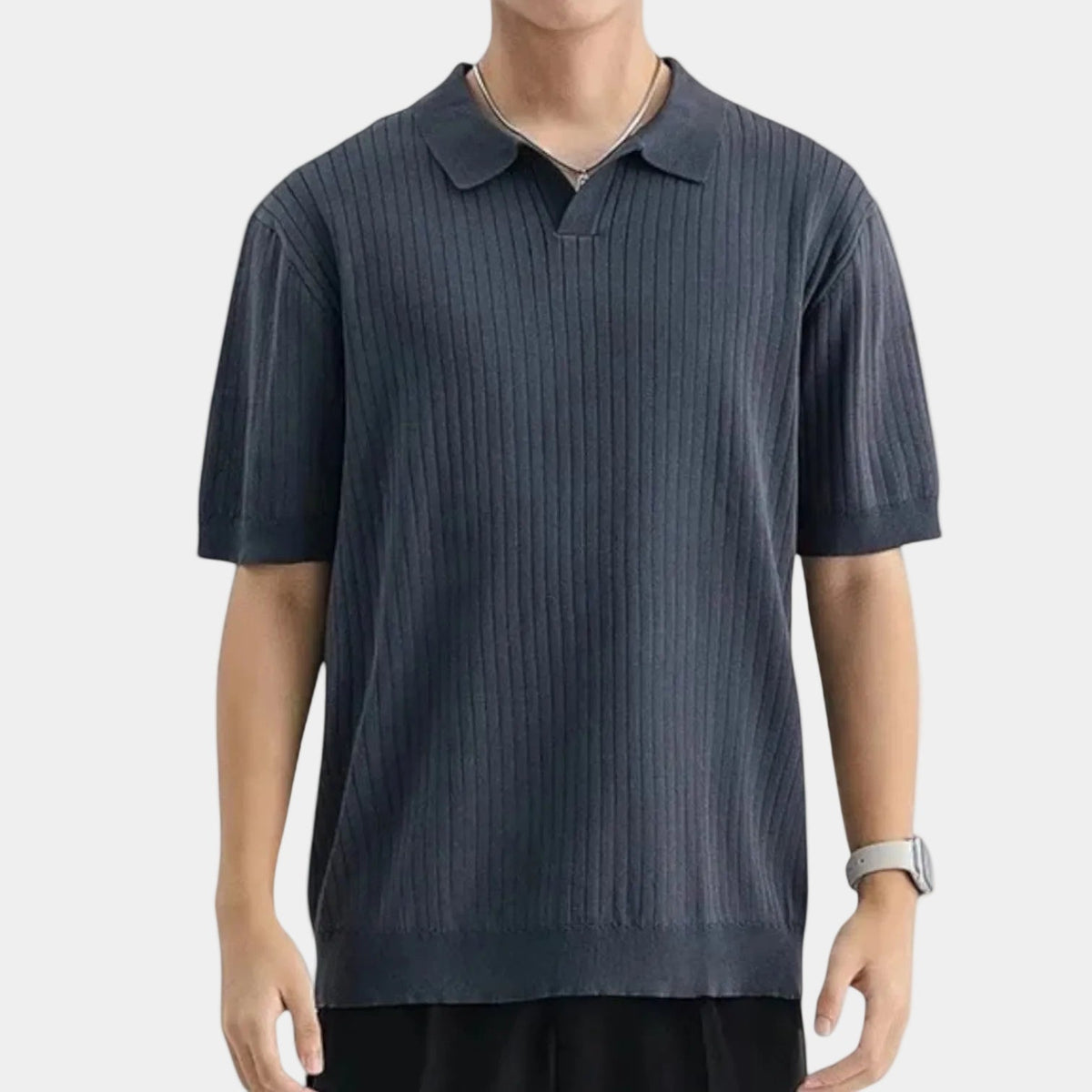 Polo homme côtel - Gris