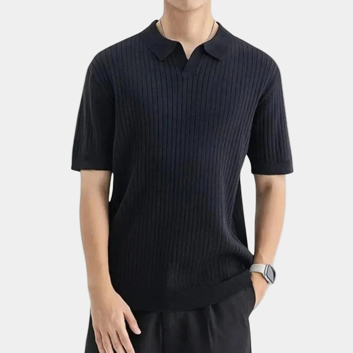 Polo homme côtel - Noir