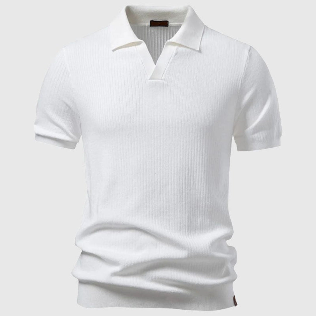 Polo homme maille côtelée - Blanc