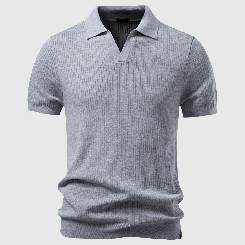 Polo homme maille côtelée - Gris
