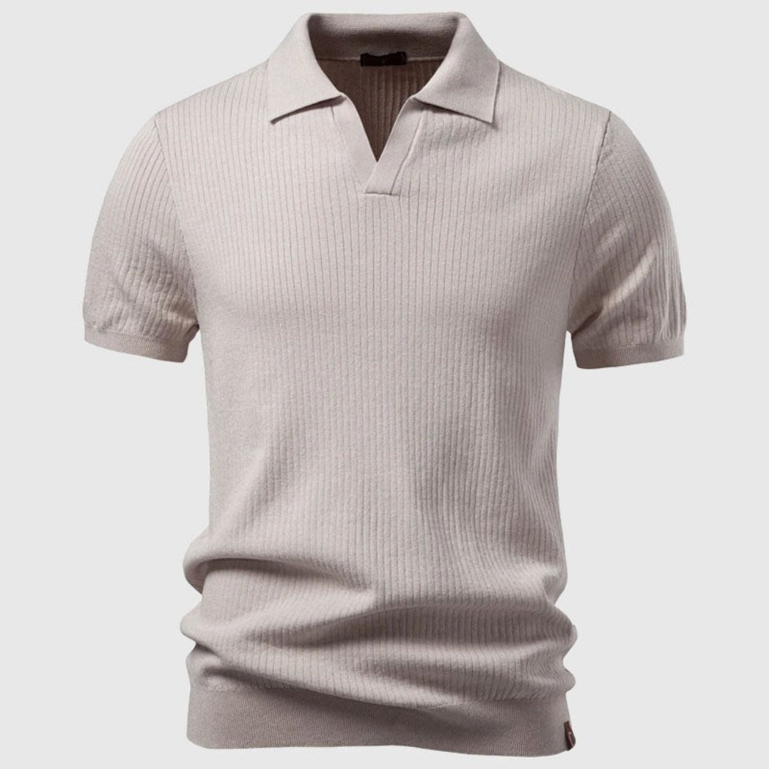 Polo homme maille côtelée - Kaki