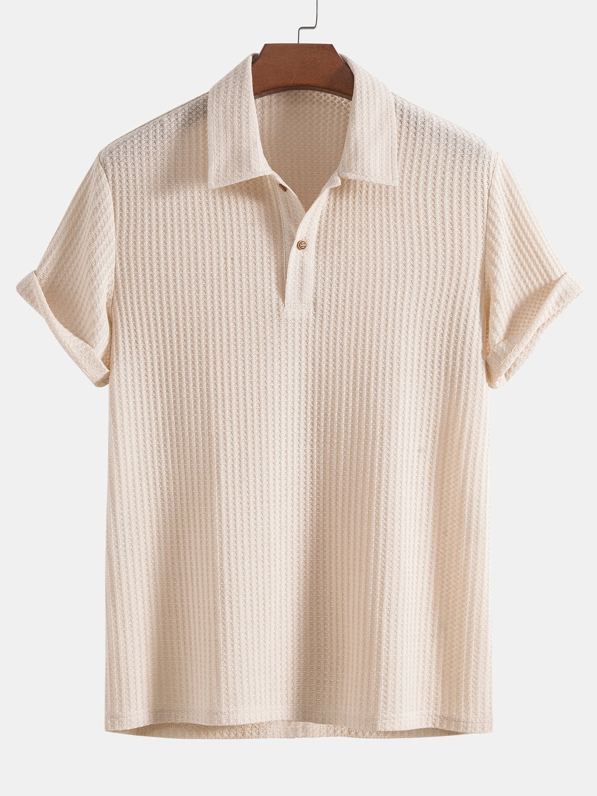 Polo homme maille gaufrée - Beige
