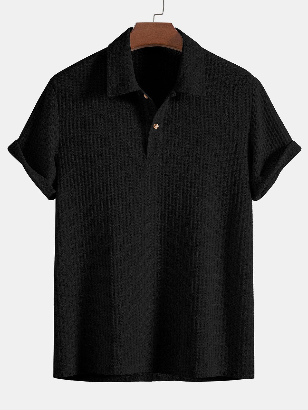 Polo homme maille gaufrée - Noir