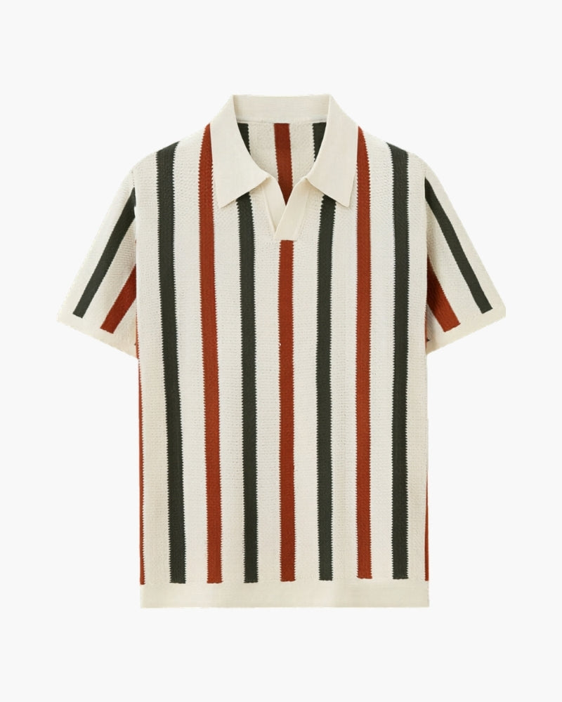 Polo homme maille rayée - Beige