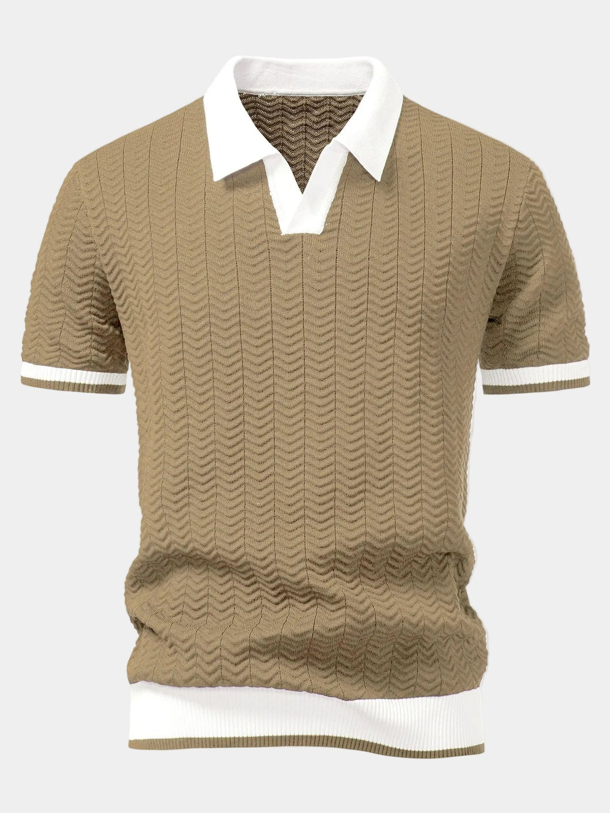 Polo homme maille texturée - Bronzé