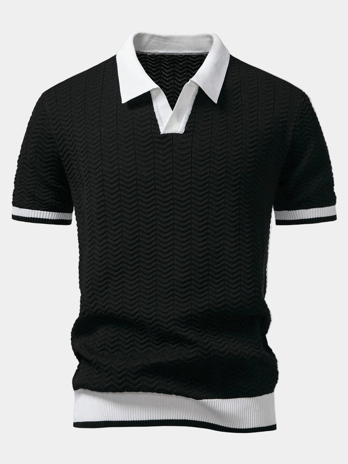 Polo homme maille texturée - Noir