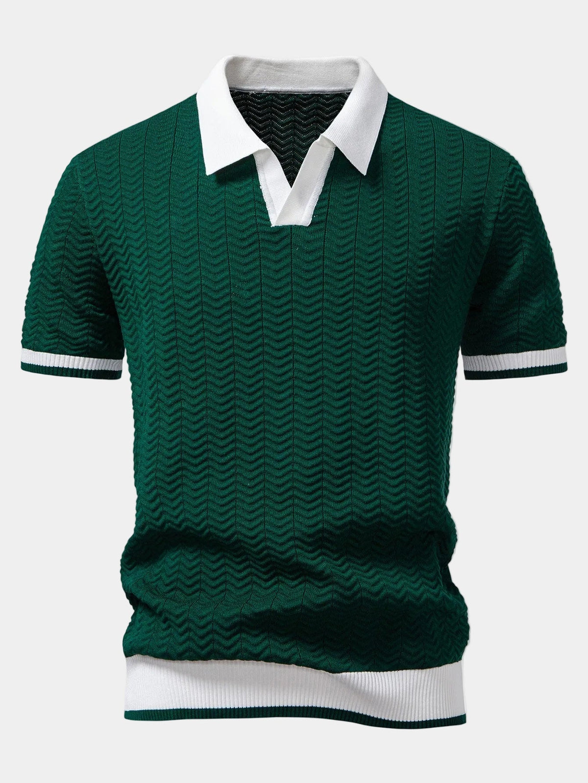 Polo homme maille texturée - Vert foncé