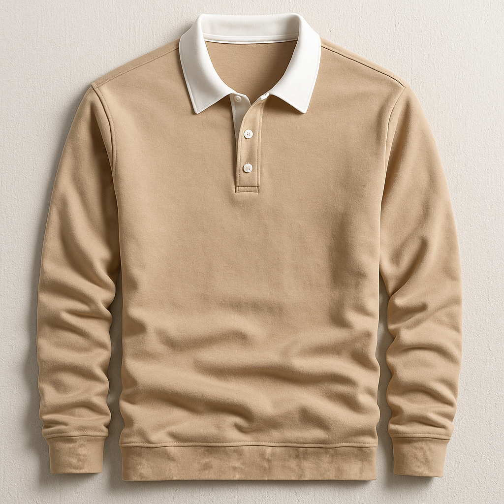 Polo homme manches longues - Marron
