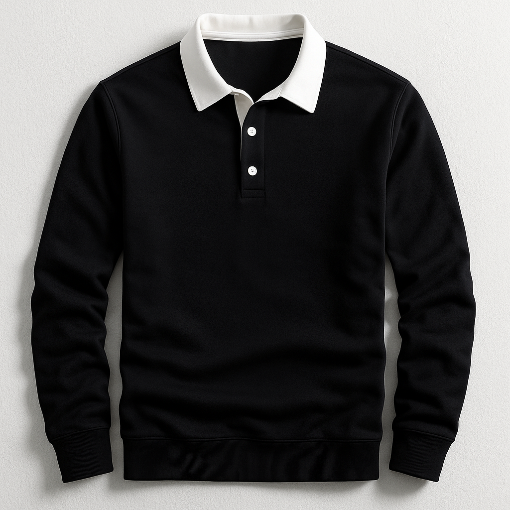 Polo homme manches longues - Noir