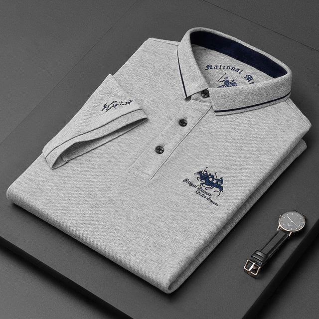 Polo Homme Premium Élégant Stylé Luxe – Respirant, Coupe Classique, Coton Doux, Tee-shirt Décontracté - Gris