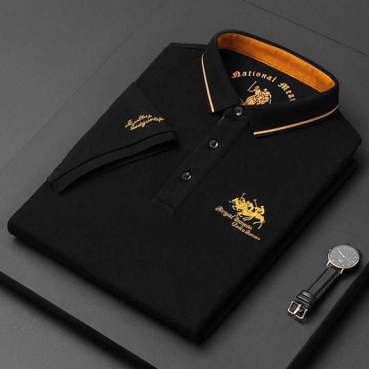 Polo Homme Premium Élégant Stylé Luxe – Respirant, Coupe Classique, Coton Doux, Tee-shirt Décontracté - Noir
