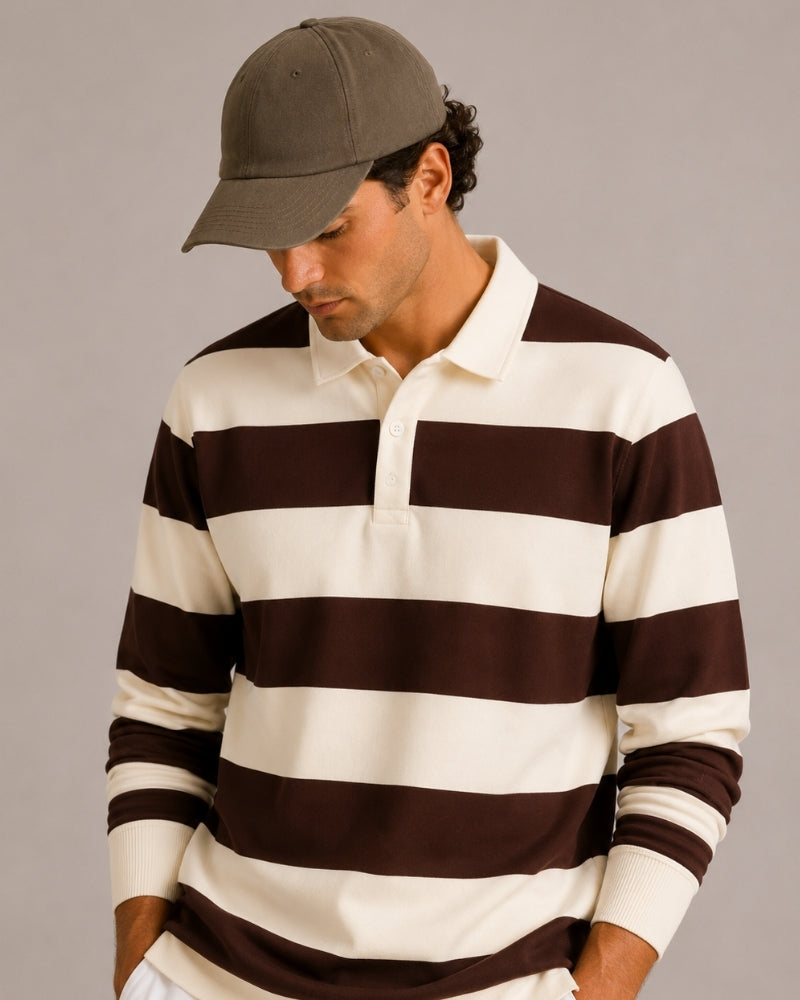Polo homme rayé manches longues - image 5