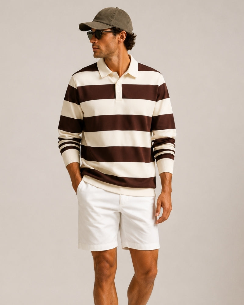 Polo homme rayé manches longues - image 7