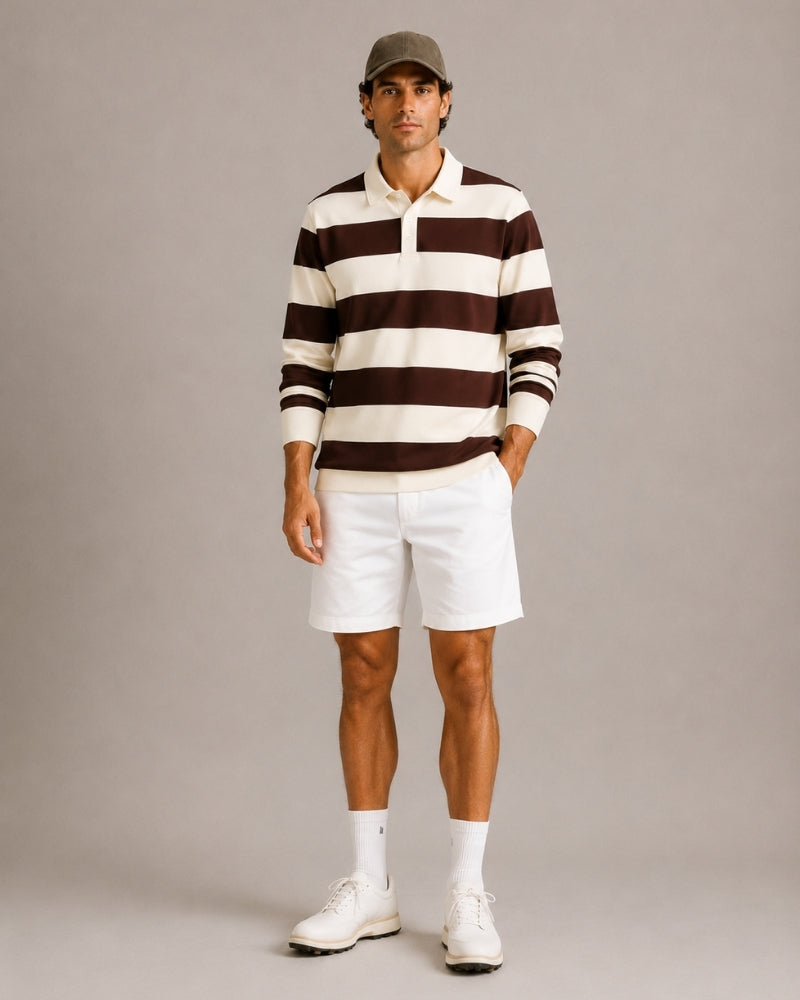 Polo homme rayé manches longues - image 8