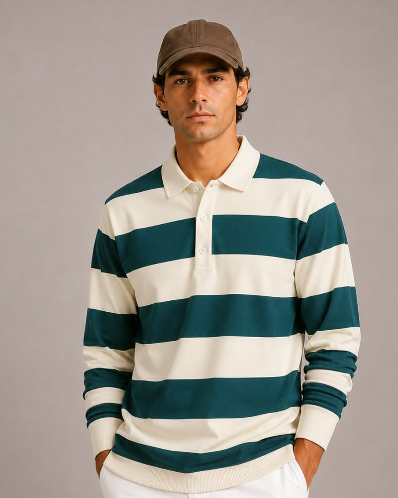 Polo homme rayé manches longues - image 9