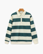 Polo homme rayé manches longues - Vert
