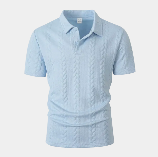 Polo homme texturé manches courtes - Bleu clair