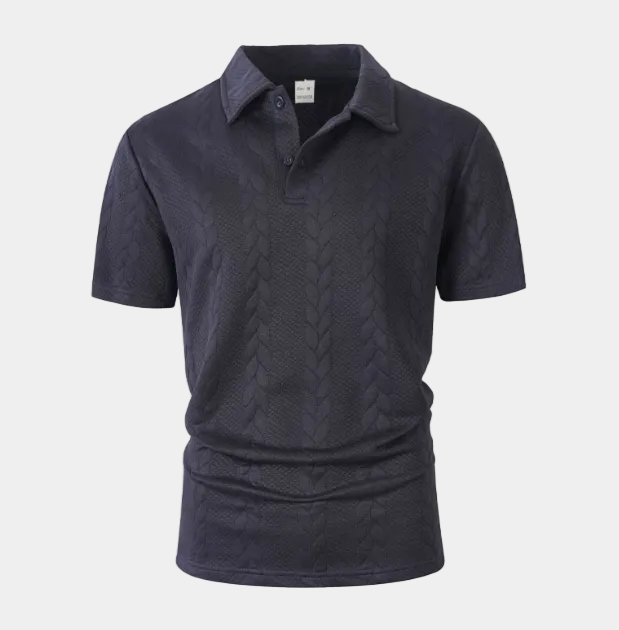 Polo homme texturé manches courtes - Bleu marine