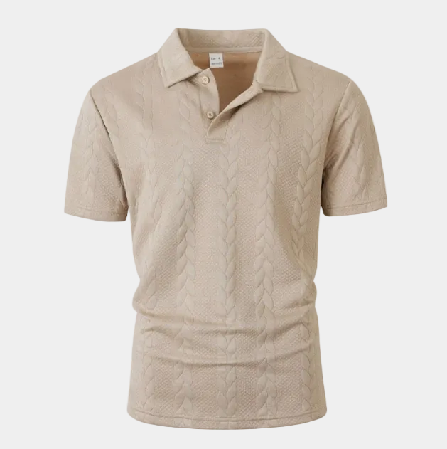 Polo homme texturé manches courtes - Kaki