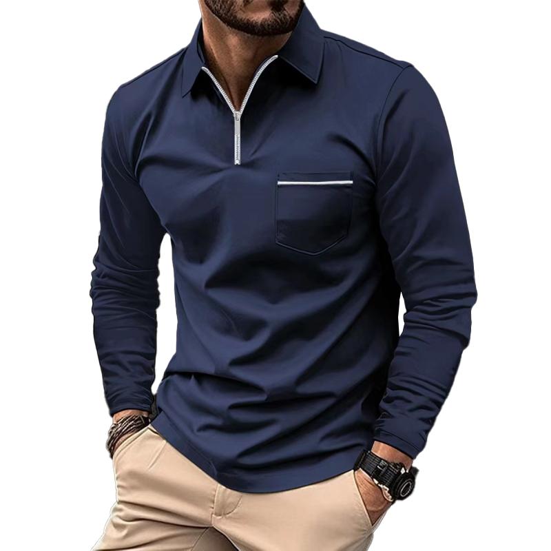 Polo Premium à Manches Longues pour Homme – Chemise Décontractée avec Poche Poitrine - image 1