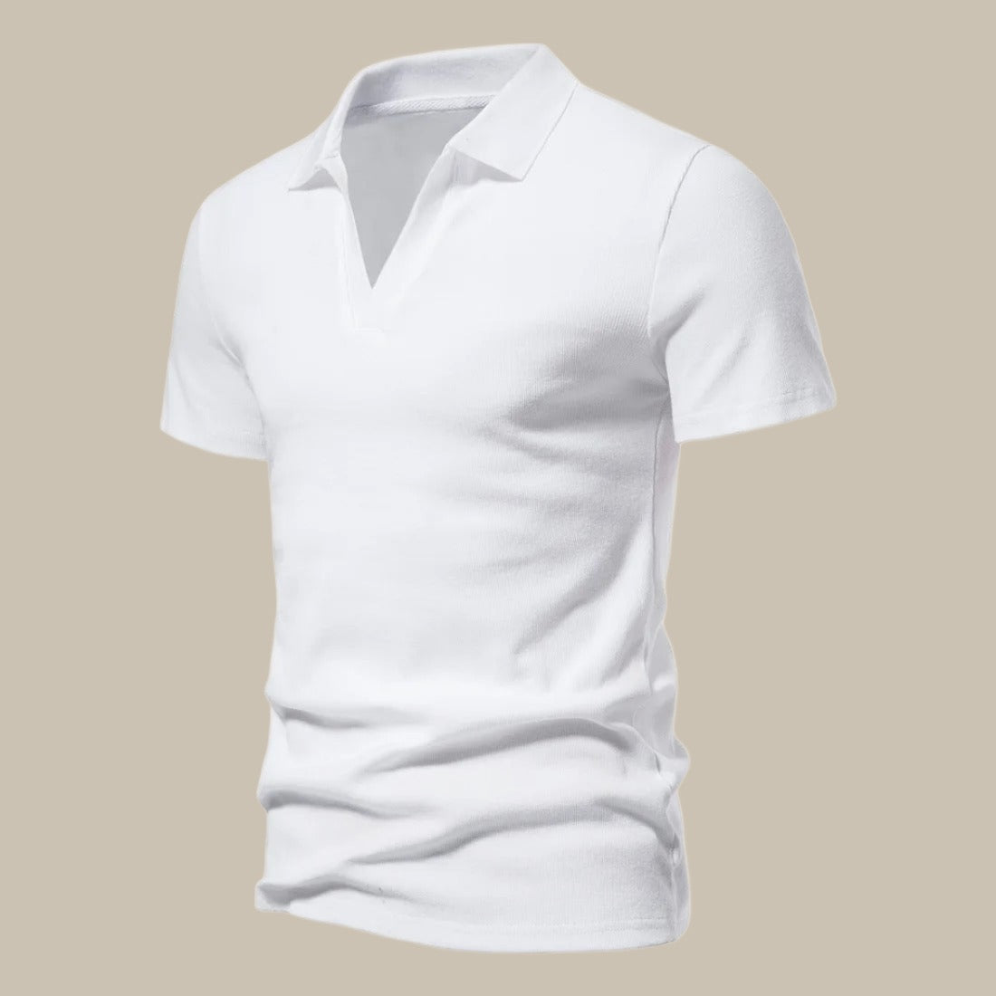 Polo Premium en Laine Mérinos | Polo Homme Manches Courtes pour le Printemps - Blanc