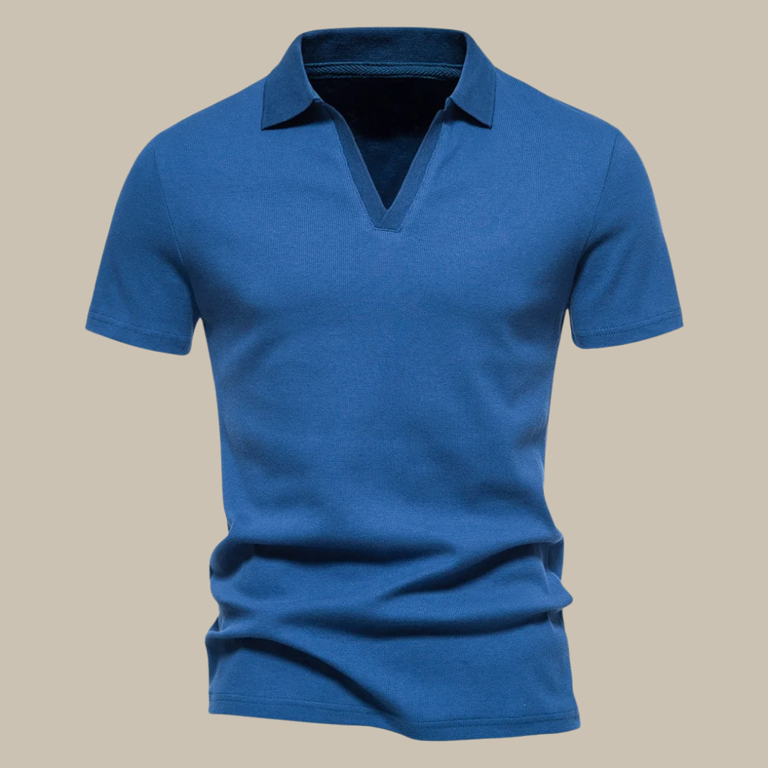 Polo Premium en Laine Mérinos | Polo Homme Manches Courtes pour le Printemps - Bleu