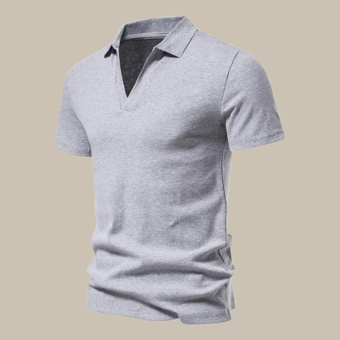 Polo Premium en Laine Mérinos | Polo Homme Manches Courtes pour le Printemps - Gris clair
