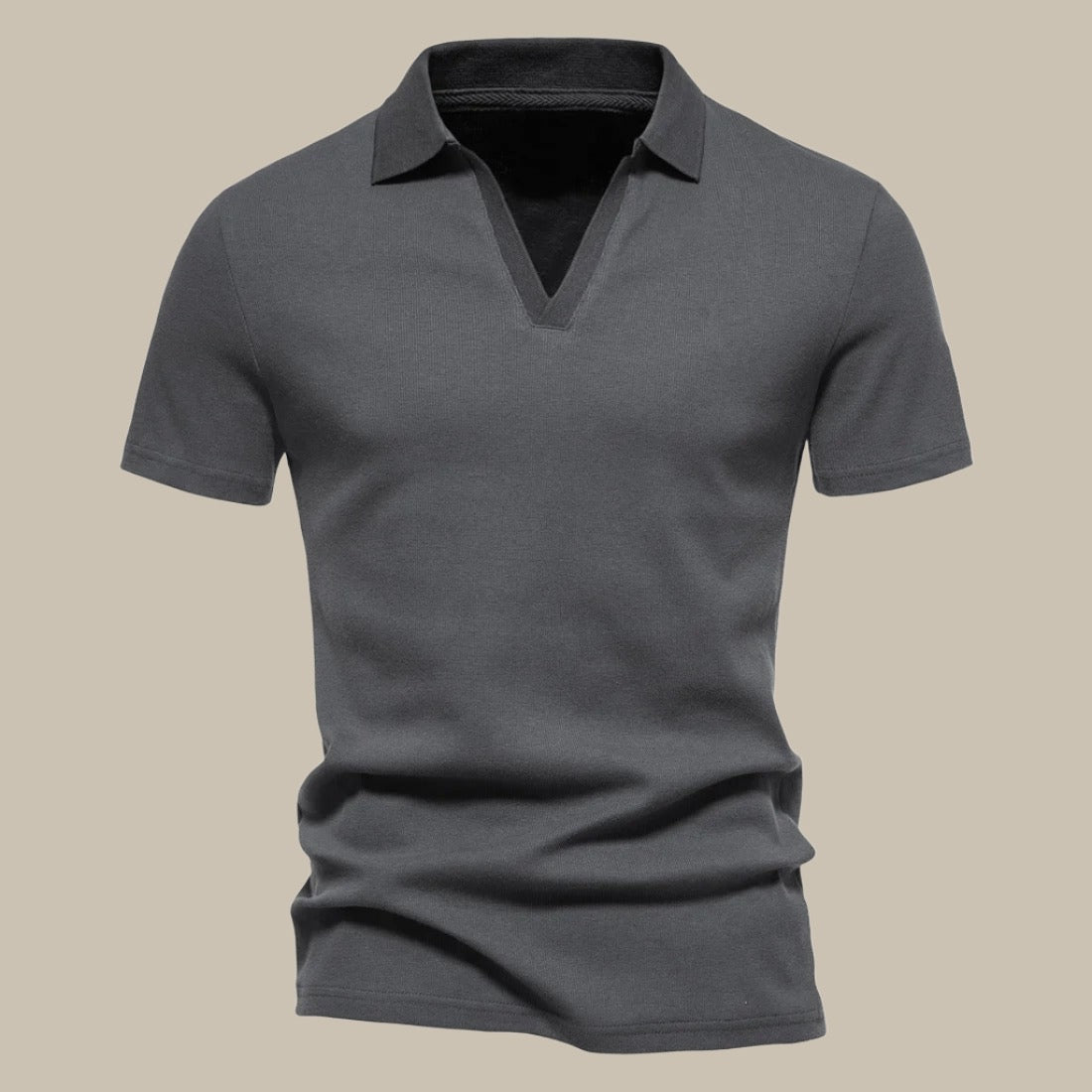 Polo Premium en Laine Mérinos | Polo Homme Manches Courtes pour le Printemps - Gris foncé