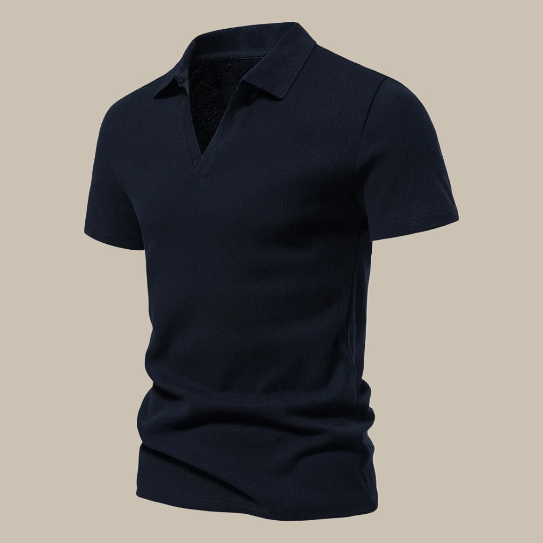 Polo Premium en Laine Mérinos | Polo Homme Manches Courtes pour le Printemps - Noir