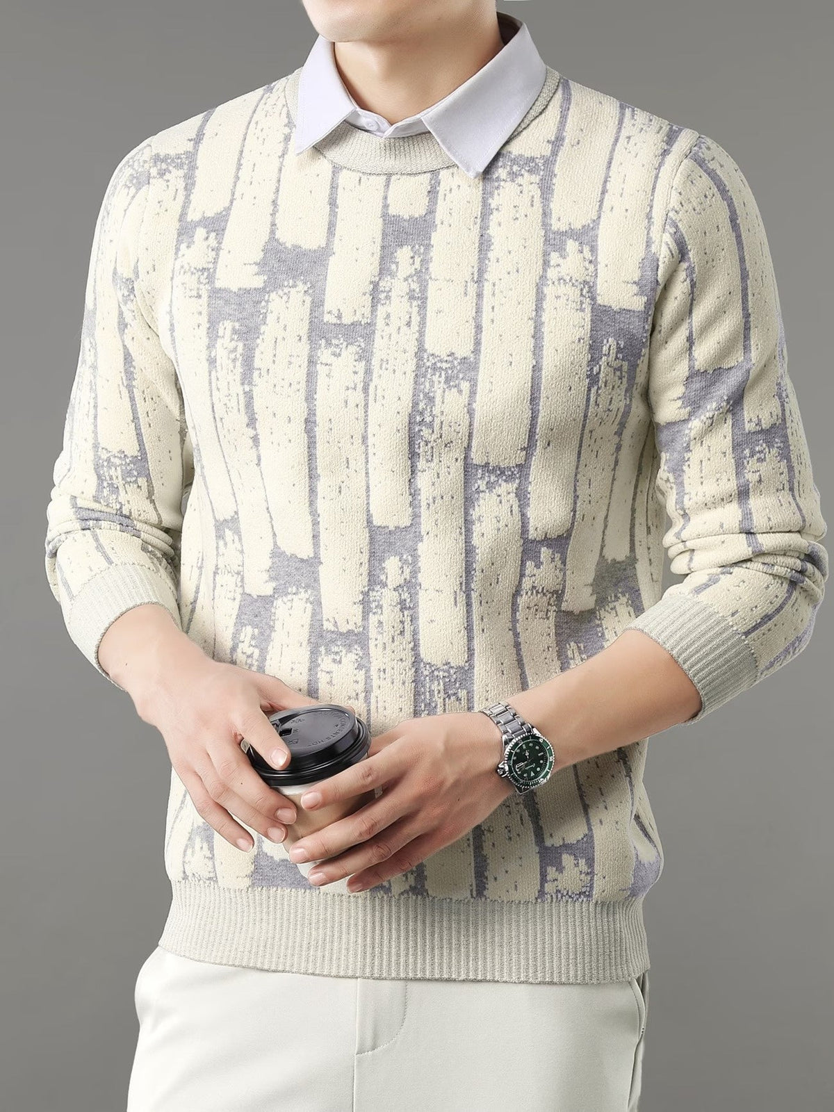 Pull Col Rond Homme Avec Motif - image 2