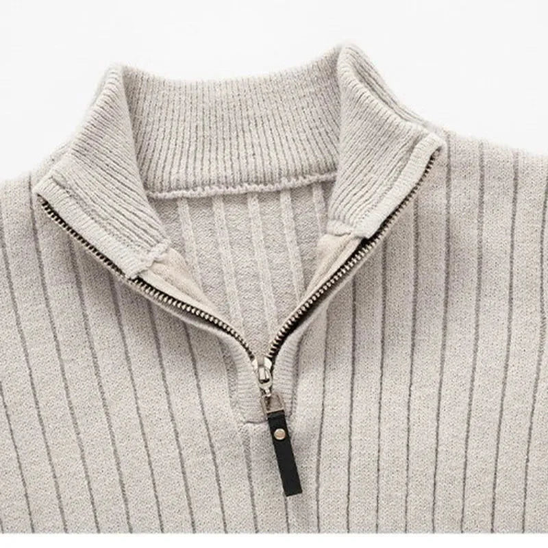 Pull Demi-Zip Côtelé Doux pour Homme – Mélange Filé avec Col Haut - image 2