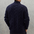 Pull élégant en maille torsadée pour homme – Pull zippé à col montant - image 2