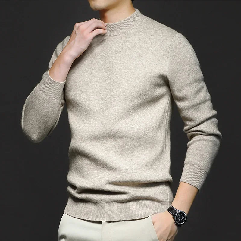 Pull en Laine Uni pour Homme avec Col Mi-Haut - image 1