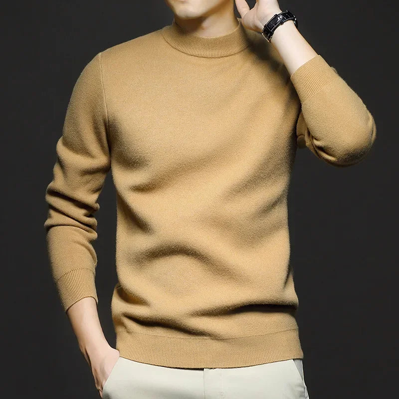 Pull en Laine Uni pour Homme avec Col Mi-Haut - image 2